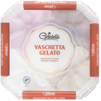 Vaschetta Gelato Fior di Latte, Cacao, Nocciola, Fragola