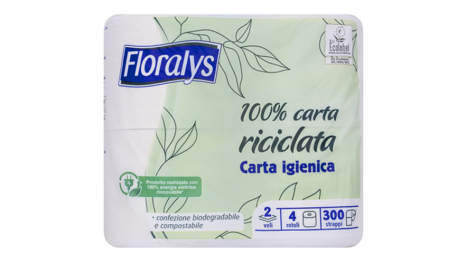 Carta Igienica Riciclata 2 Veli 4x300 Strappi
