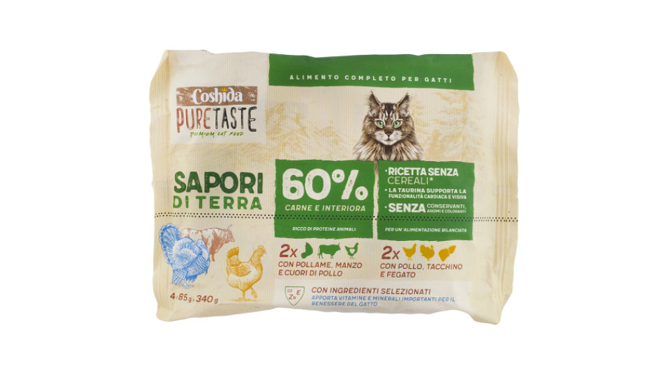 Patè per Gatto con Pollame, Manzo e Cuori di Pollo/pollo, Tacchino e Fegato