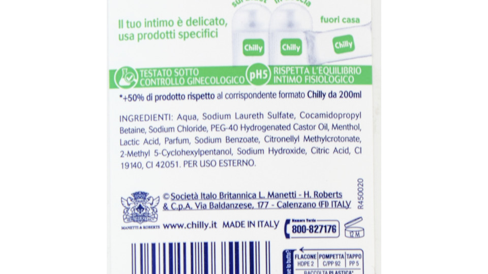 Chilly gel Detergente Intimo 300 ml