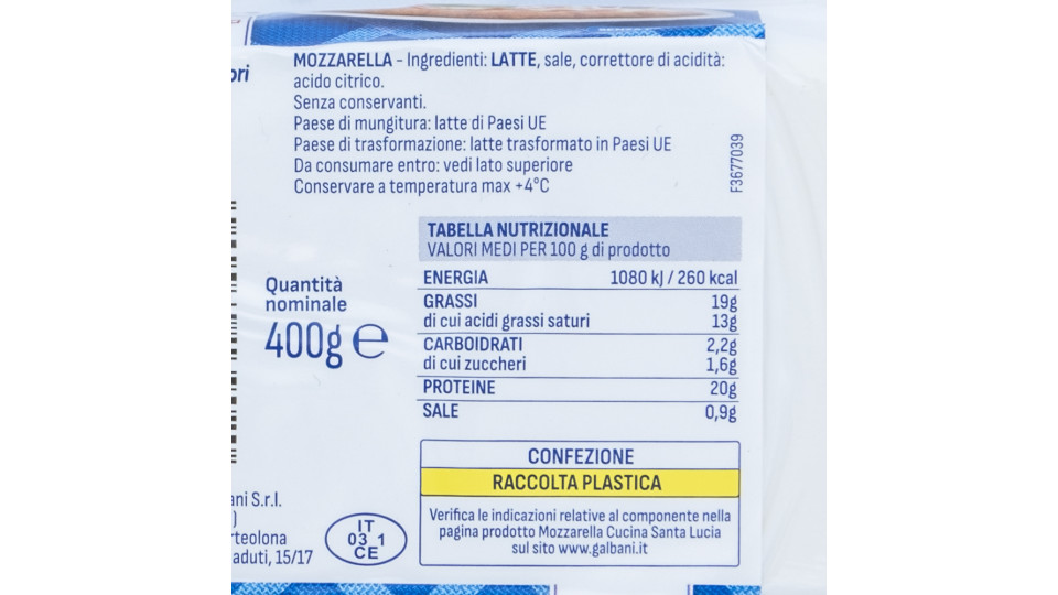 Galbani Santa Lucia Tris Mozzarella 3 X 125 G