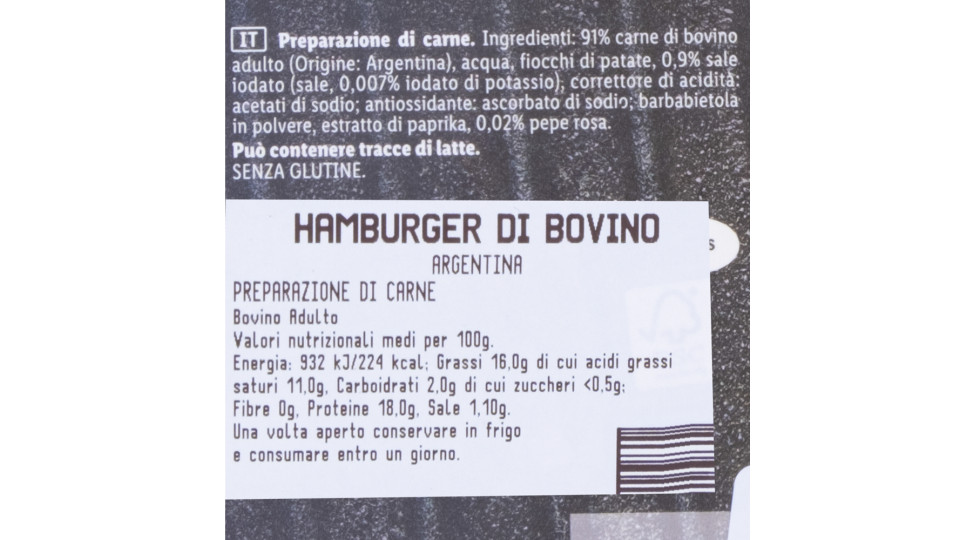 Hamburger di Bovino Adulto Argentina
