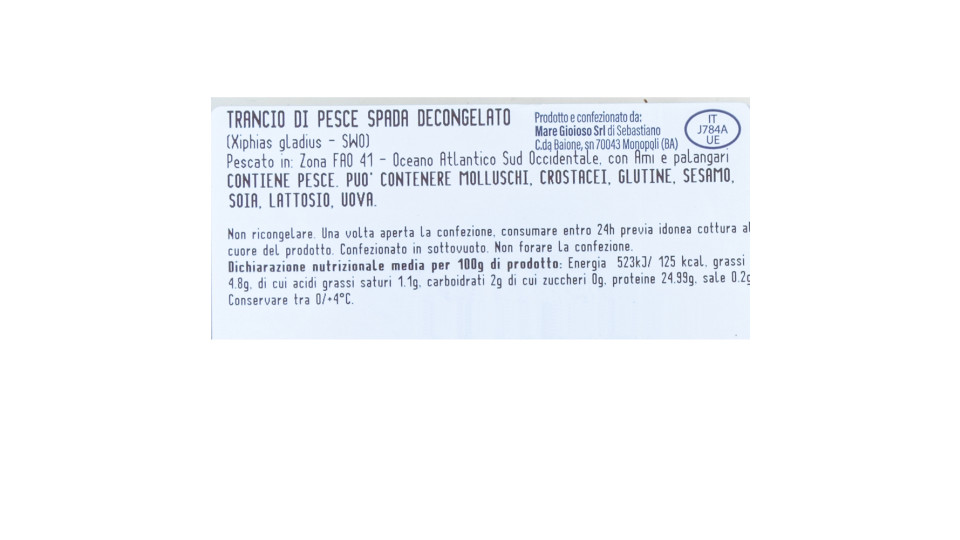 Trancio di Pesce Spada