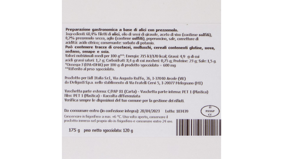 Filetti di Alici Marinate con Prezzemolo