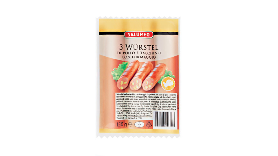 Würstel di Pollo e Tacchino con Formaggio