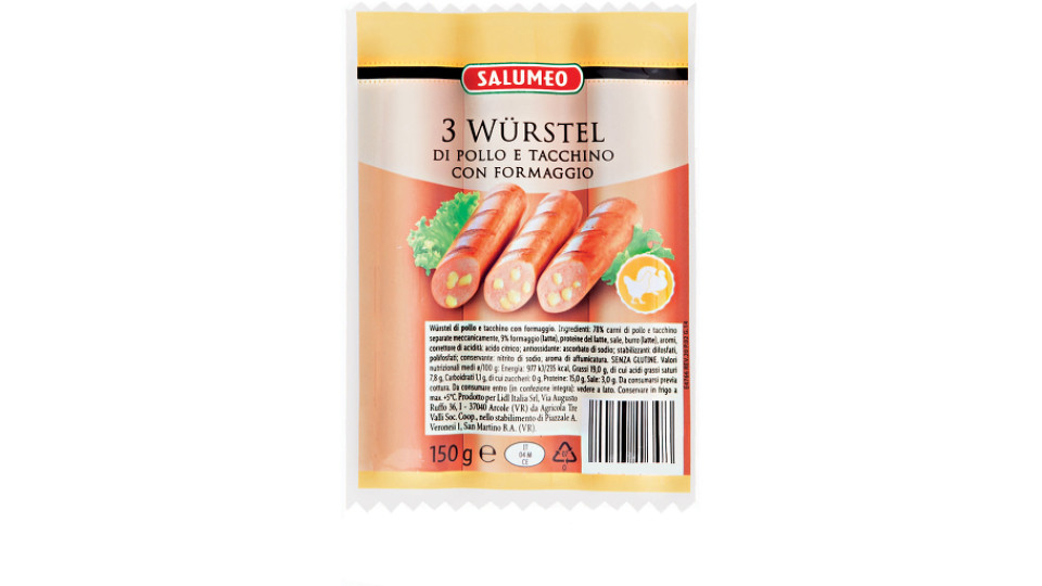 Würstel di Pollo e Tacchino con Formaggio