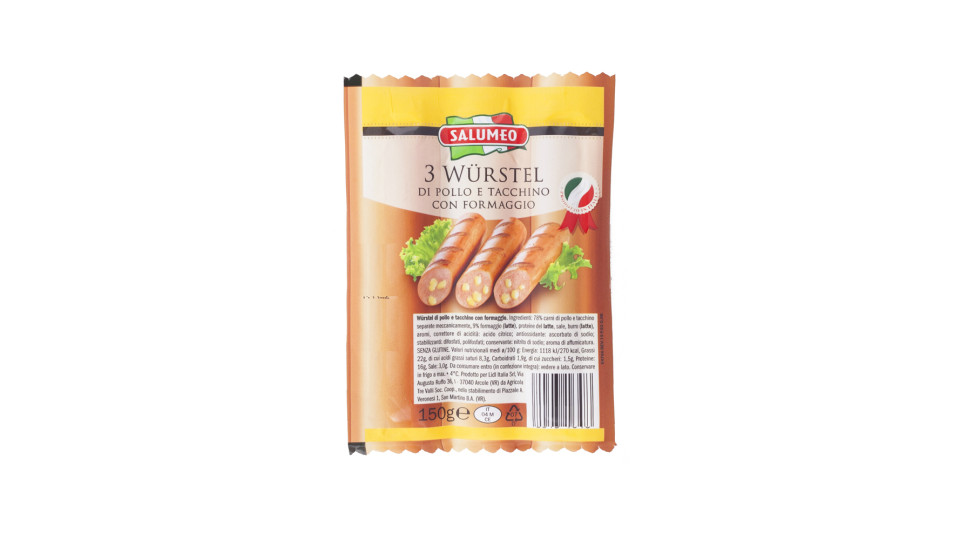 Würstel di Pollo e Tacchino con Formaggio