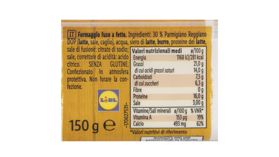 Fettine di Formaggio Fuso al Parmigiano Reggiano