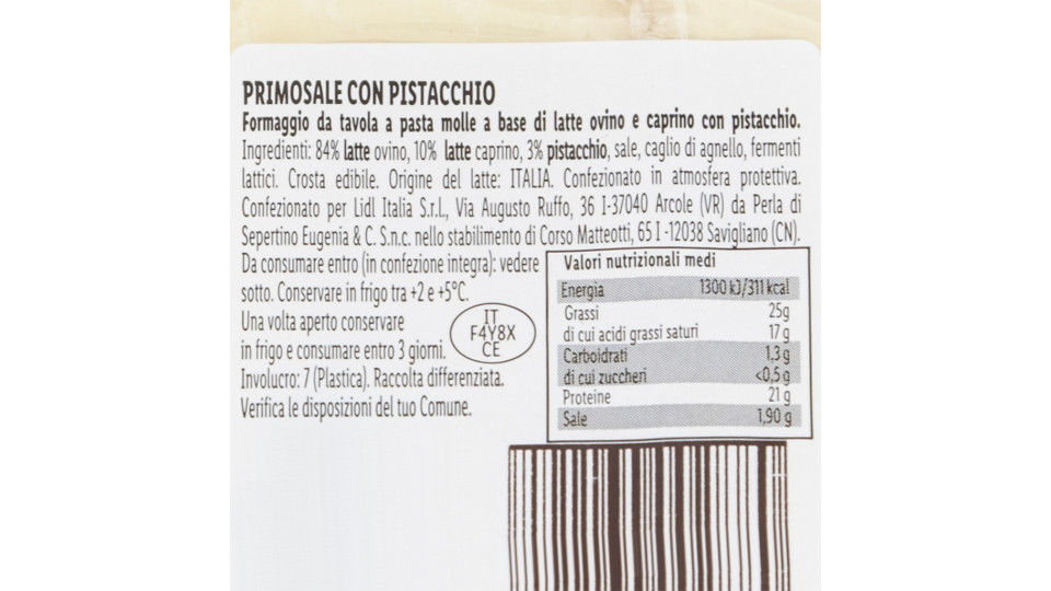 Primosale con Pistacchio