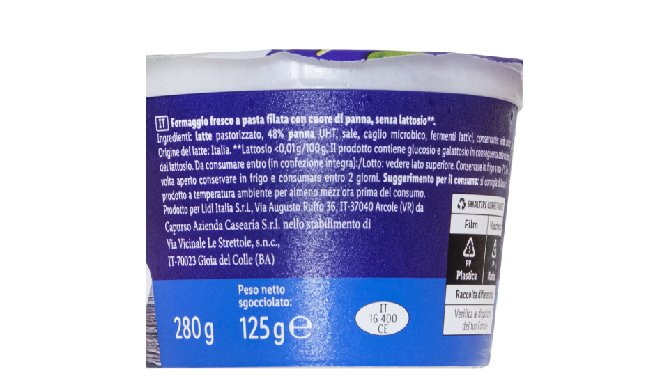 Burrata senza Lattosio