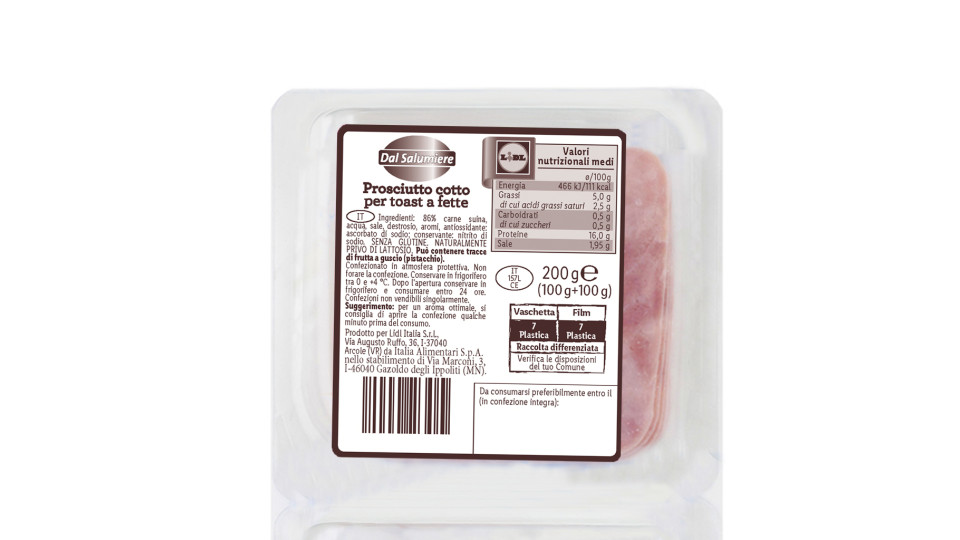 Prosciutto Cotto per Toast