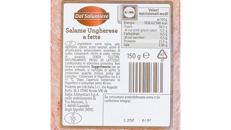 Salame Ungherese Affettato