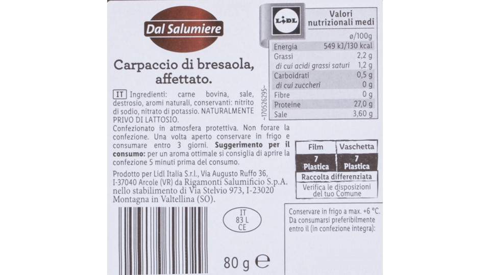 Carpaccio di Bresaola