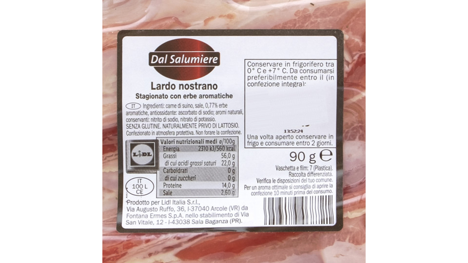 Lardo Nostrano Stagionato con Erbe Aromatiche