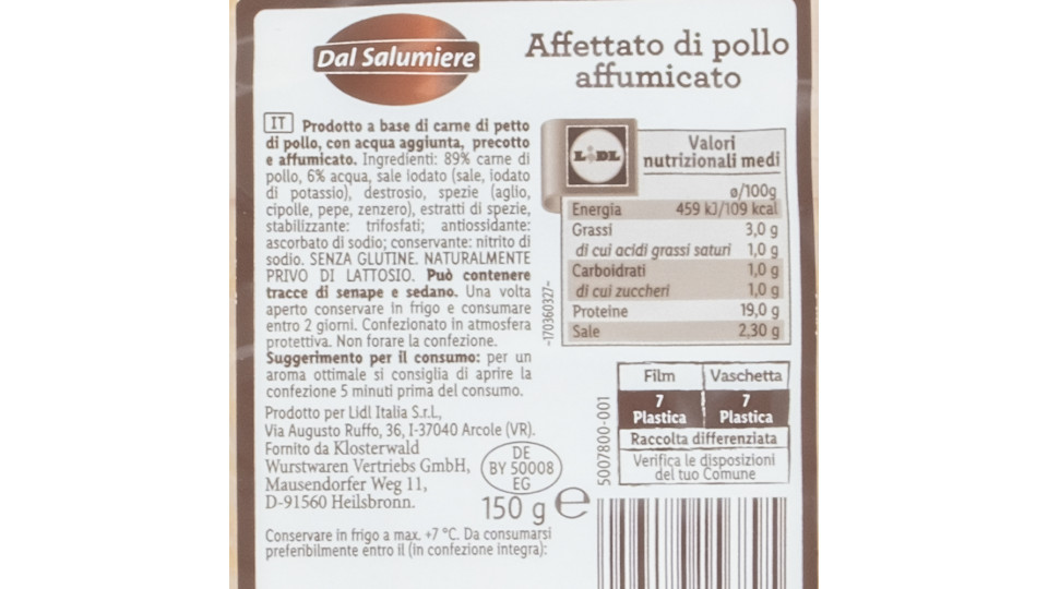 Affettato di Pollo Affumicato