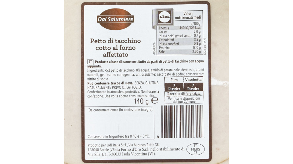 Petto di Tacchino Cotto al Forno