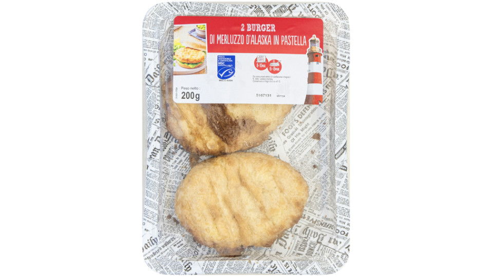 Burger di Merluzzo d'Alaska in Pastella