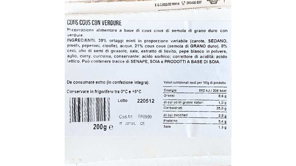 Cous Cous con Verdure