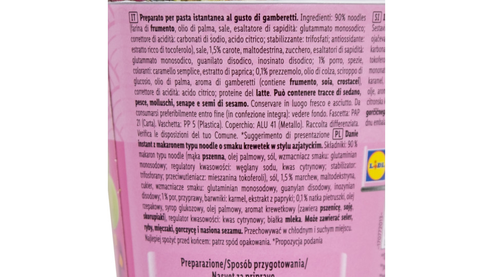 Ramen Noodles Istantanei Gamberetti