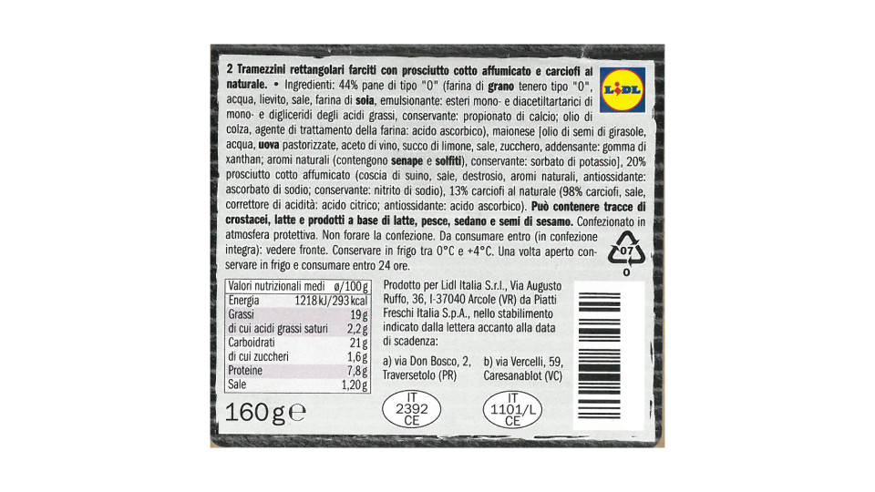 Tramezzini Farciti Praga-carciofi