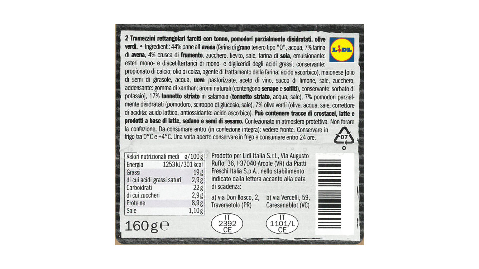 Tramezzini Farciti Tonno-olive