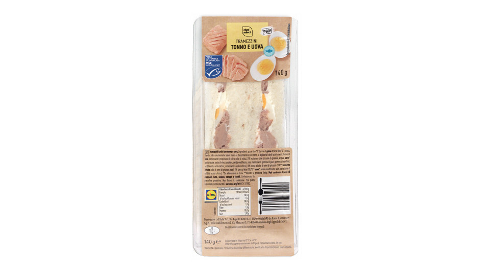 Tramezzino Bianco con Tonno, Uova e Maionese