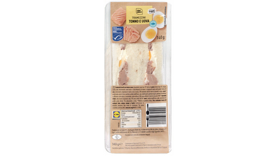 Tramezzino Bianco con Tonno, Uova e Maionese
