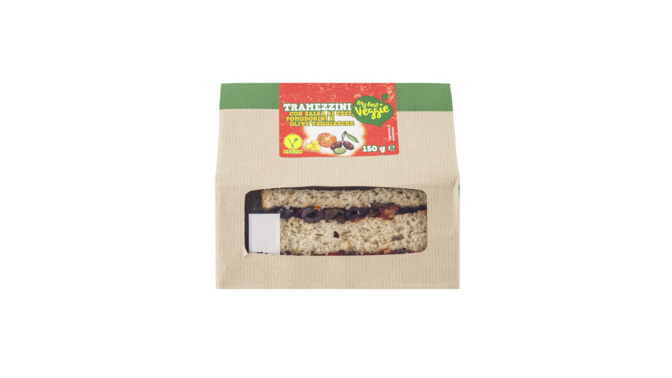 Tramezzini con Salsa ai Ceci, Pomodorini e Olive Taggiasche
