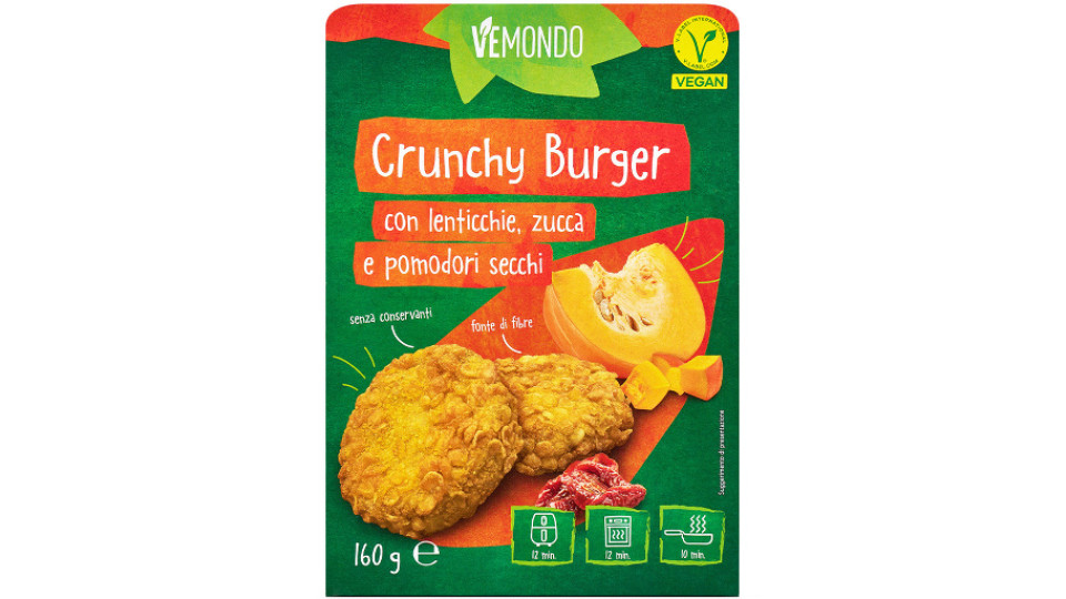 Crunchy Burger Vegano con Lenticchie Zucca e Pomodori Secchi