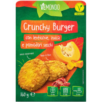 Crunchy Burger Vegano con Lenticchie Zucca e Pomodori Secchi
