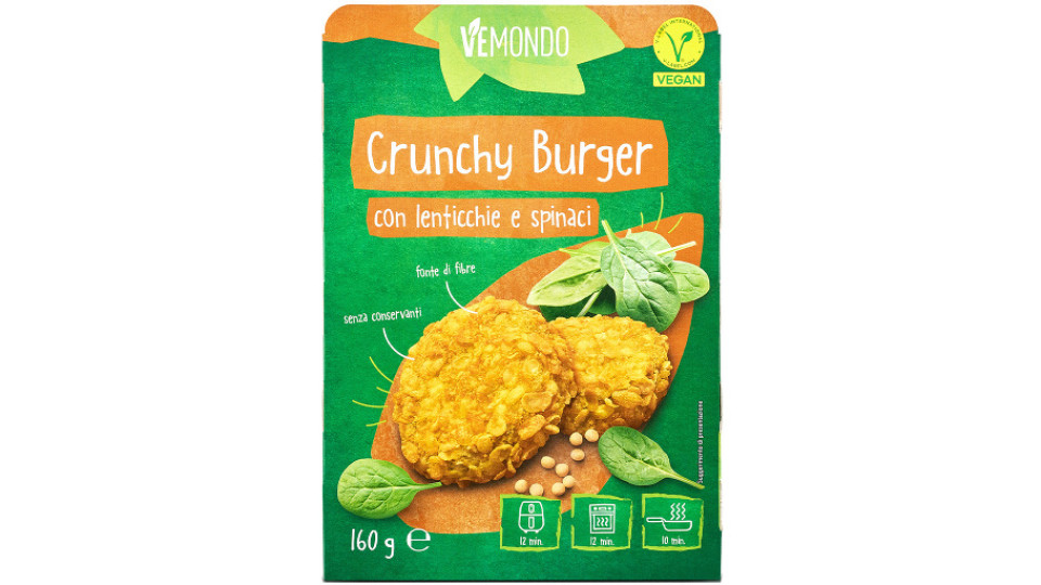 Crunchy Burger Vegano con Lenticchie e Spinaci