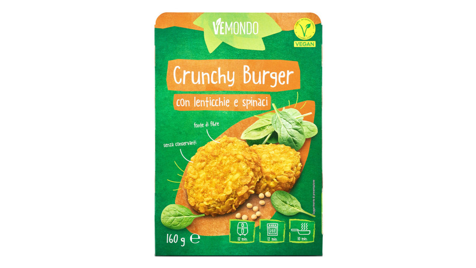 Crunchy Burger Vegano con Lenticchie e Spinaci