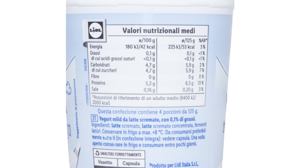 Yogurt Bianco Magro 0,1%