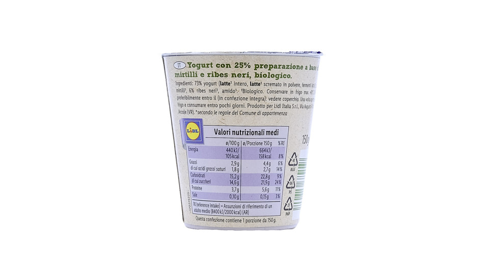 Yogurt Bio Mirtilli e Ribes Neri
