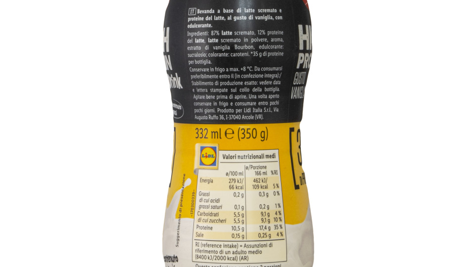 Bevanda Ad Alto Contenuto Proteico Vaniglia