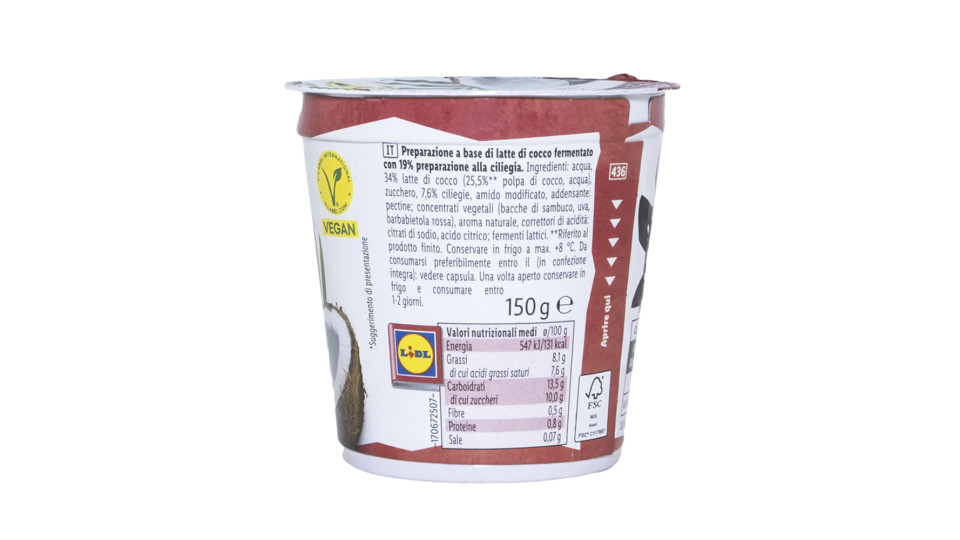 Dessert Vegano al Cocco con Ciliegia