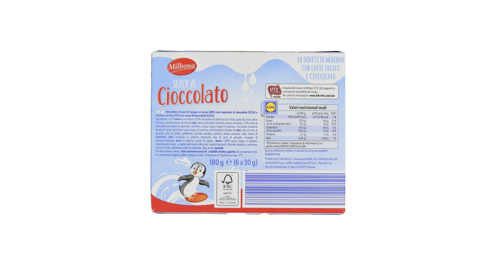 Snack al Cioccolato Ripieno al Latte