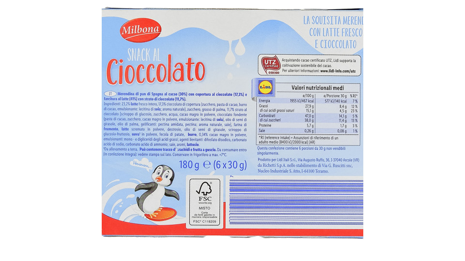 Snack al Cioccolato Ripieno al Latte