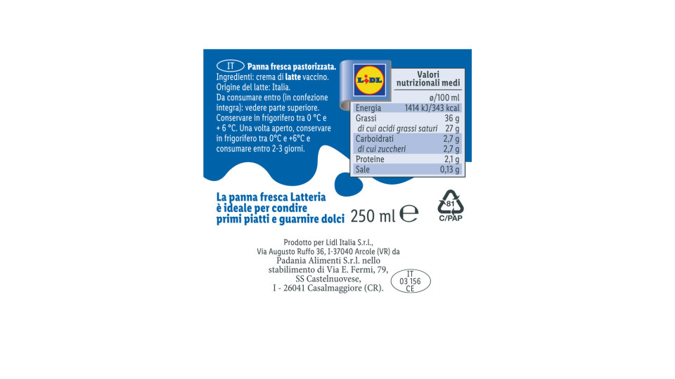 Panna Fresca Pastorizzata