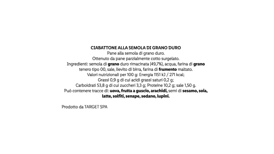 Ciabattone alla Semola di Grano Duro