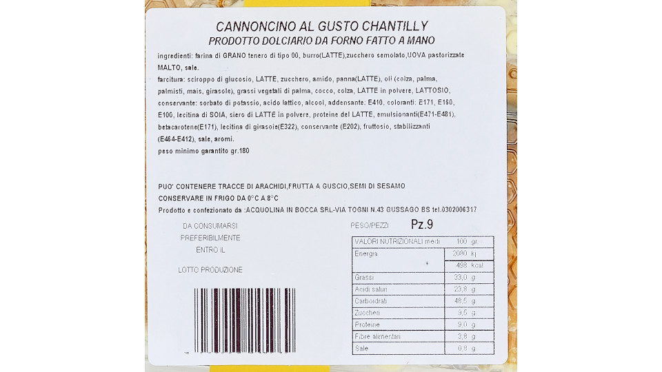 Cannoncino alla Crema Chantilly
