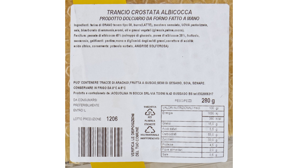 Crostata con Confettura di Albicocca