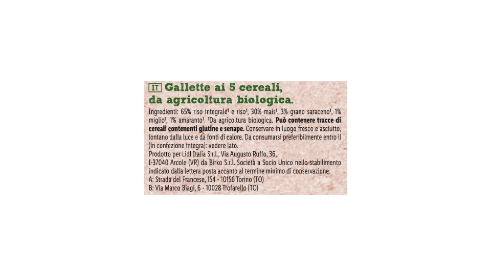 Gallette ai Cereali Bio