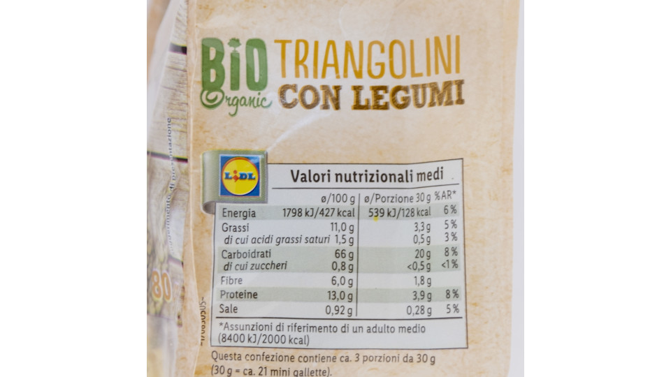 Triangolini Biologici di Mais con Legumi