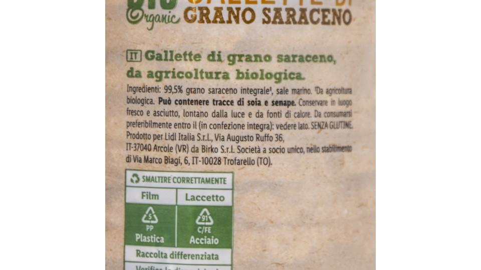 Gallette di Grano Saraceno Bio