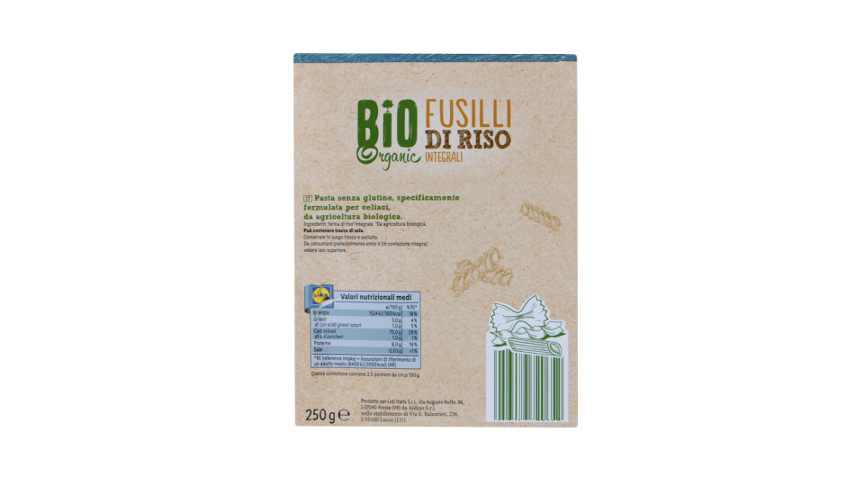 Fusilli di Riso Integrali senza Glutine