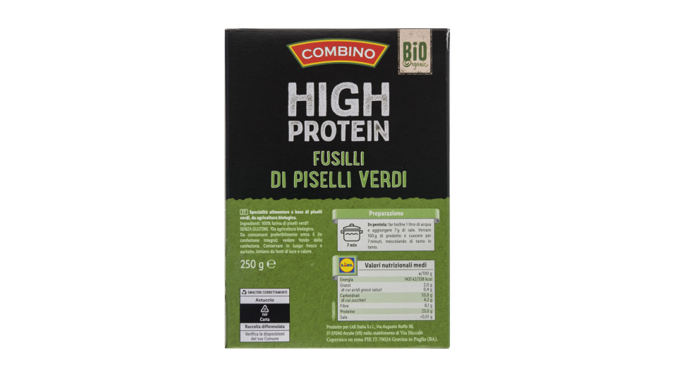 Fusilli di Piselli Verdi Proteici