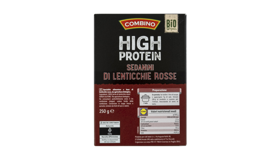 Sedanini di Lenticchie Rosse Proteici