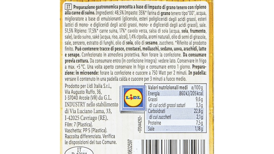 Gyoza Ravioli Ripieni con Maiale e Verza