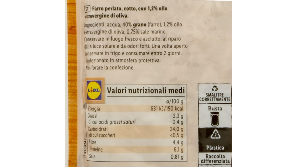 Mix di Cereali al Vapore Farro